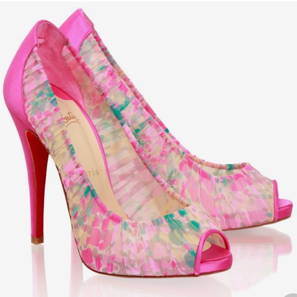 Christian Louboutin Shoes - Christian Louboutin Hot Pink Chiffon Parisienne